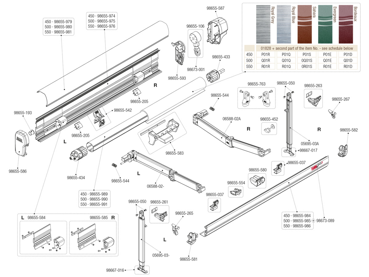 Fiamma Scharnierstück Stützfuß Aluminium links F45L