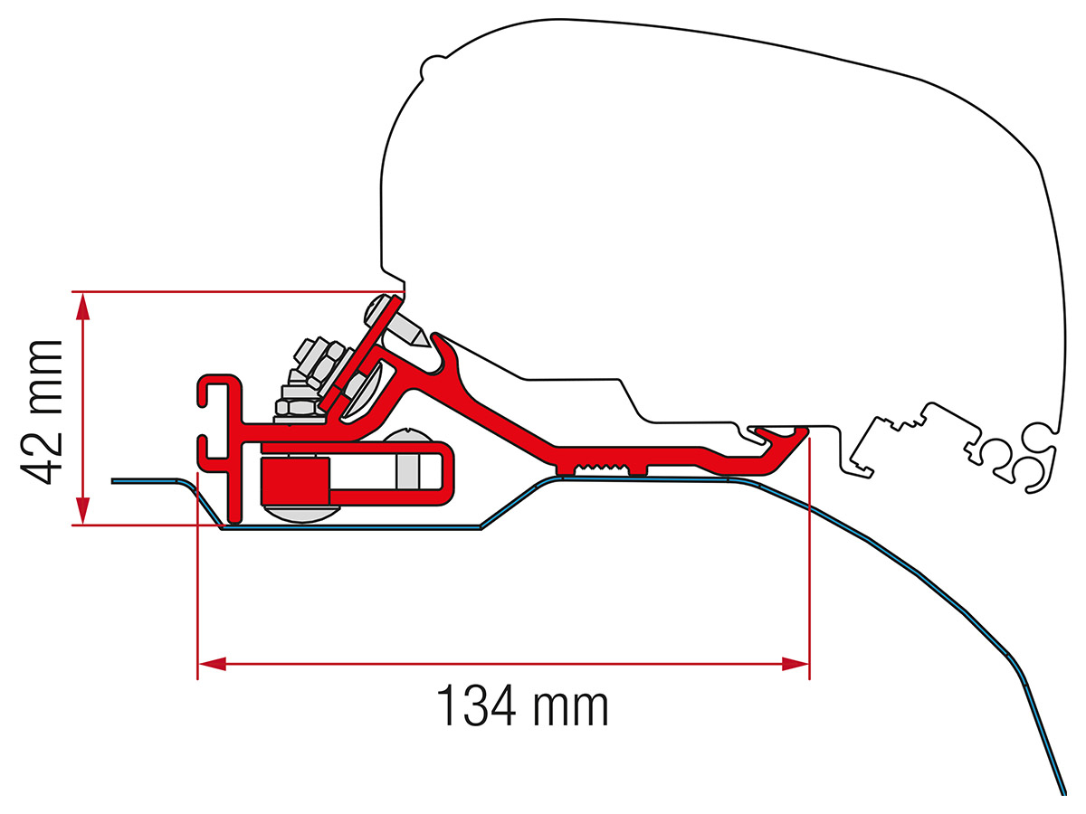 Fiamma F80 Adapter Ducato L2/L3 H2 >2006 niedrig Schwarz