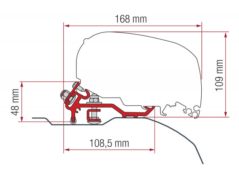 Fiamma F80/F65 Adapter Ducato L2/L3 > 2006 Black Low Profile