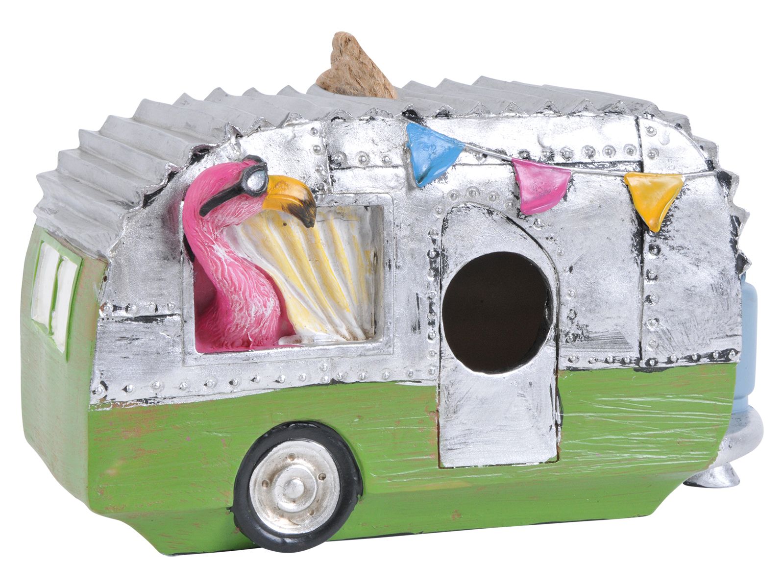 Flamefield Flamingo Wohnwagen Vogelhaus