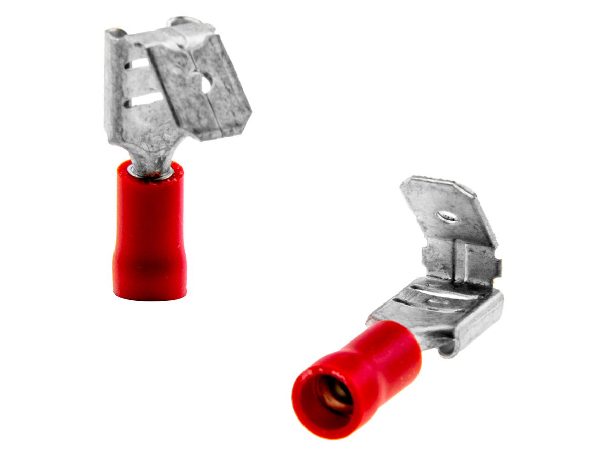 Flachsteckerhülse mit Steckverbindung Female mit Male Verteiler – Red