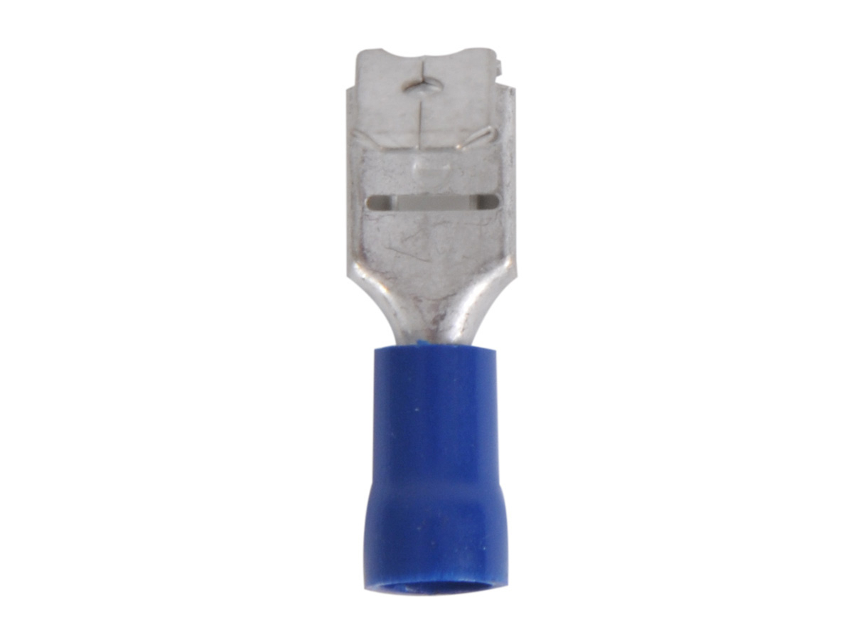 Flachsteckerhülse mit Steckverbindung Female mit Male Verteiler – Blue